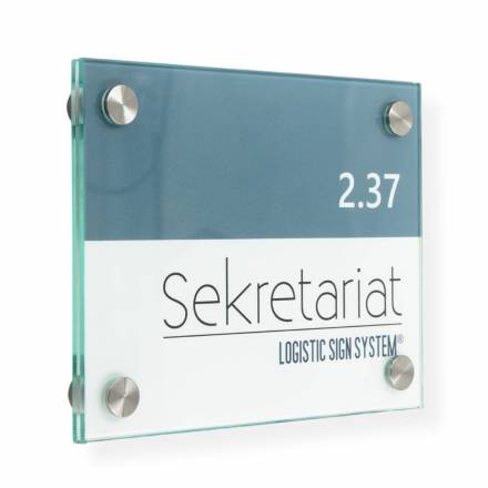Tuerschild VITRUM B aus Glas fuer Buero Vitrum B 130 170 mm